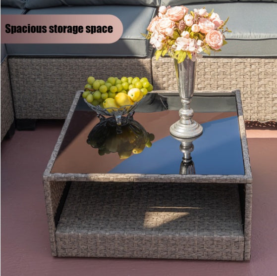 Luxury 7-Piece Patio Furniture Set – Outdoor Sofa with Cushions & Table