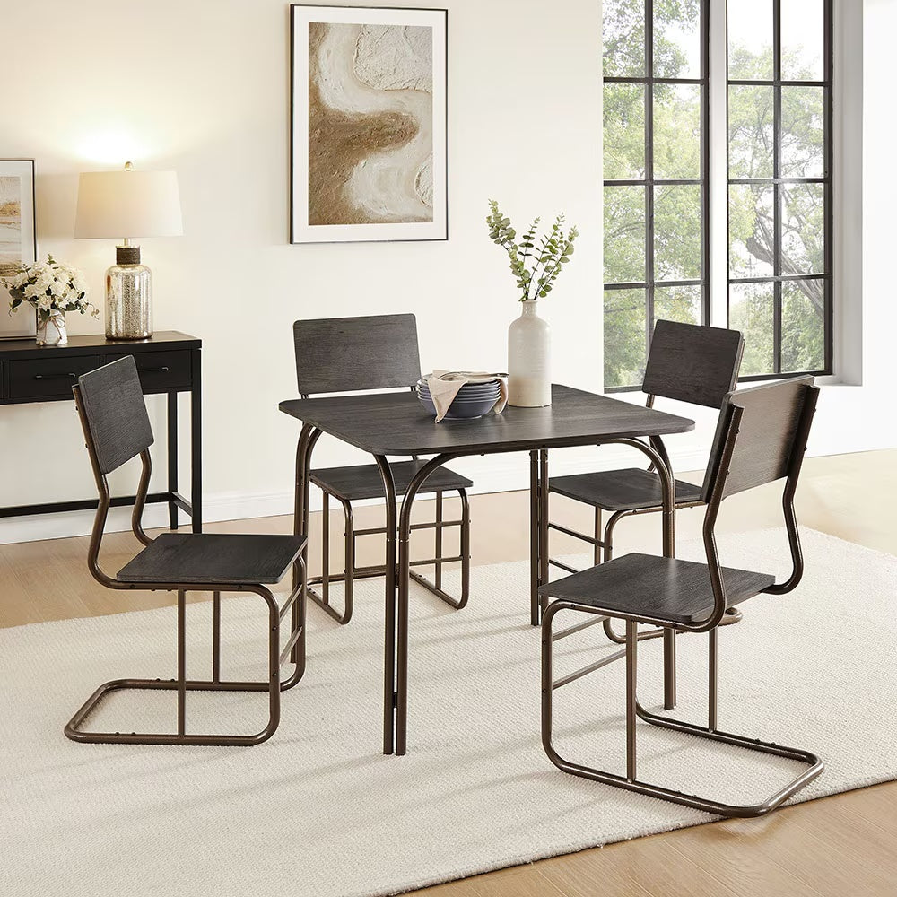 Modern 5-Piece Dining Set – Wood Table with 4 Chairs for Home, Kitchen & Dining Room