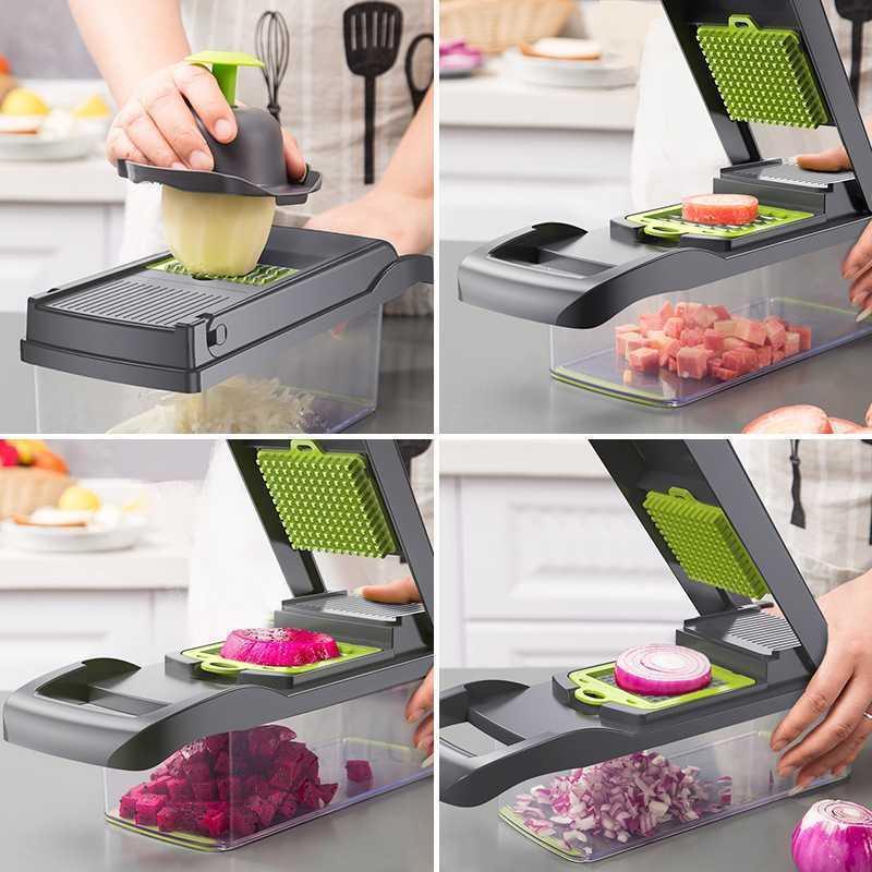 16-in-1 Multi-Function Vegetable Cutter & Silk Slicer – Essential Kitchen Gadget