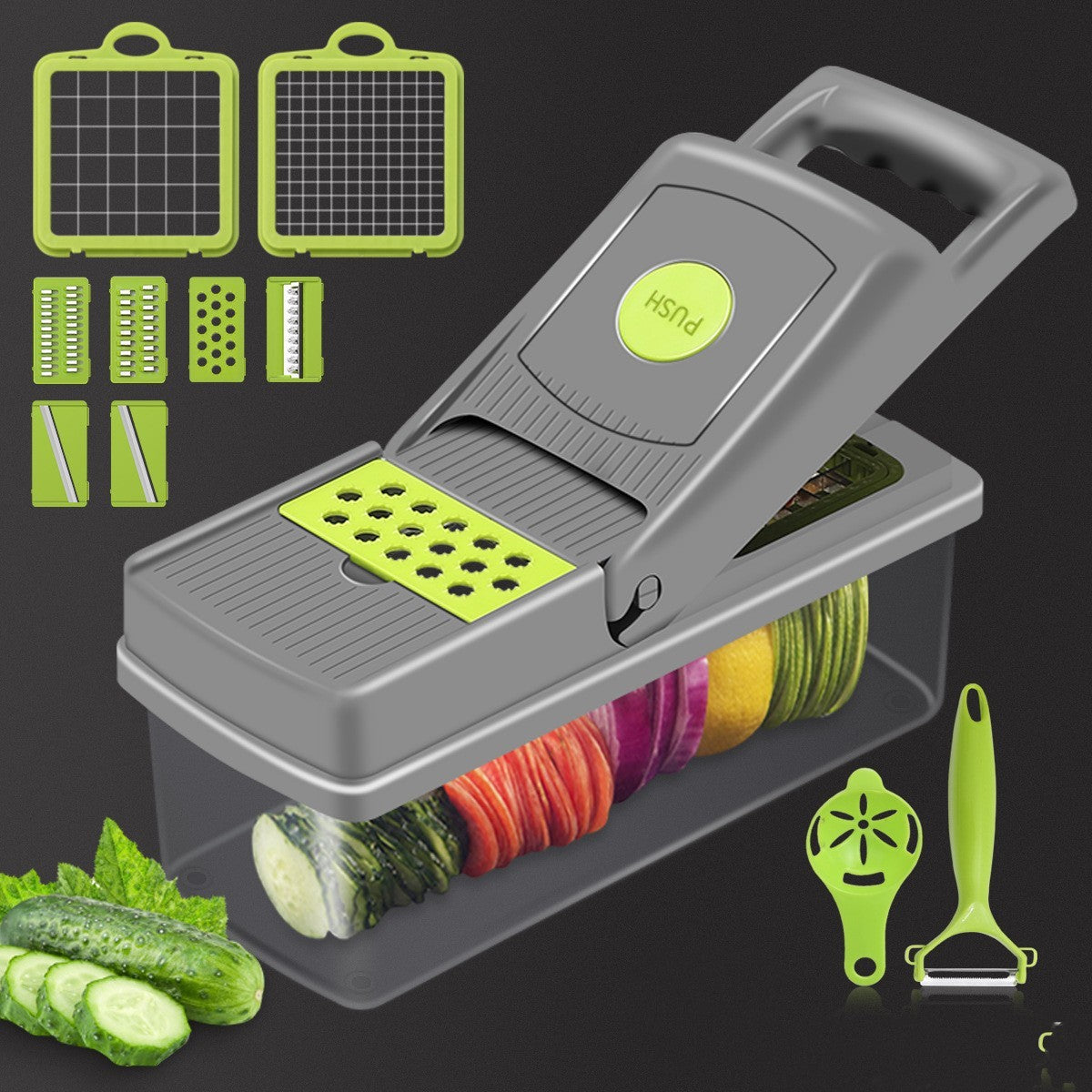 16-in-1 Multi-Function Vegetable Cutter & Silk Slicer – Essential Kitchen Gadget