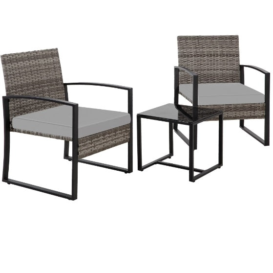 Modern 3-Piece PE Rattan Patio Furniture Set – Comfortable & Durable