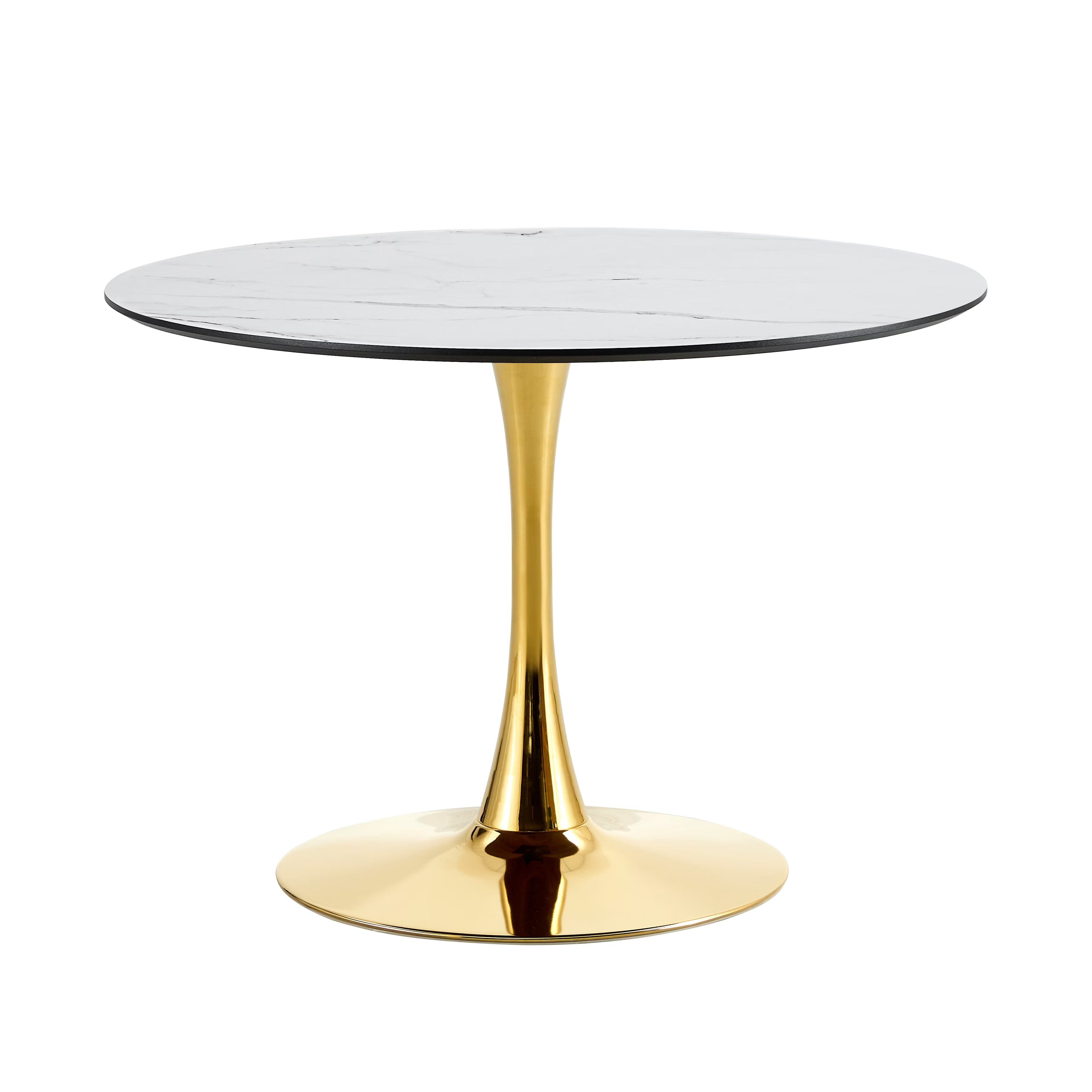 Stylish White Round Dining Table with Gold Legs – Perfect for Living Room