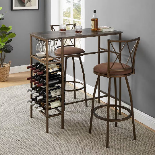 Stylish 3-Piece Bar Table and Stool Set – Ideal for Kitchen & Dining Room