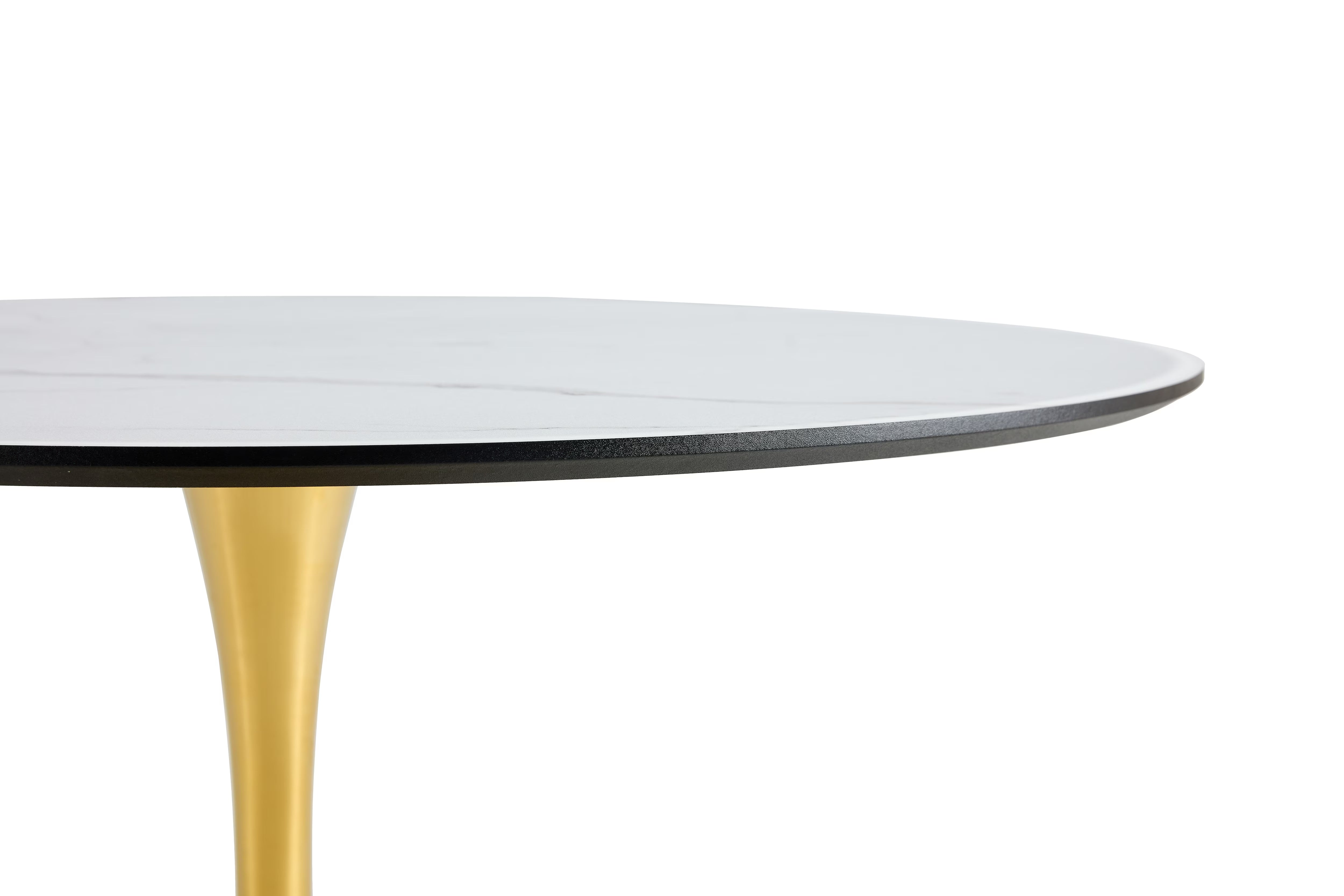 Stylish White Round Dining Table with Gold Legs – Perfect for Living Room