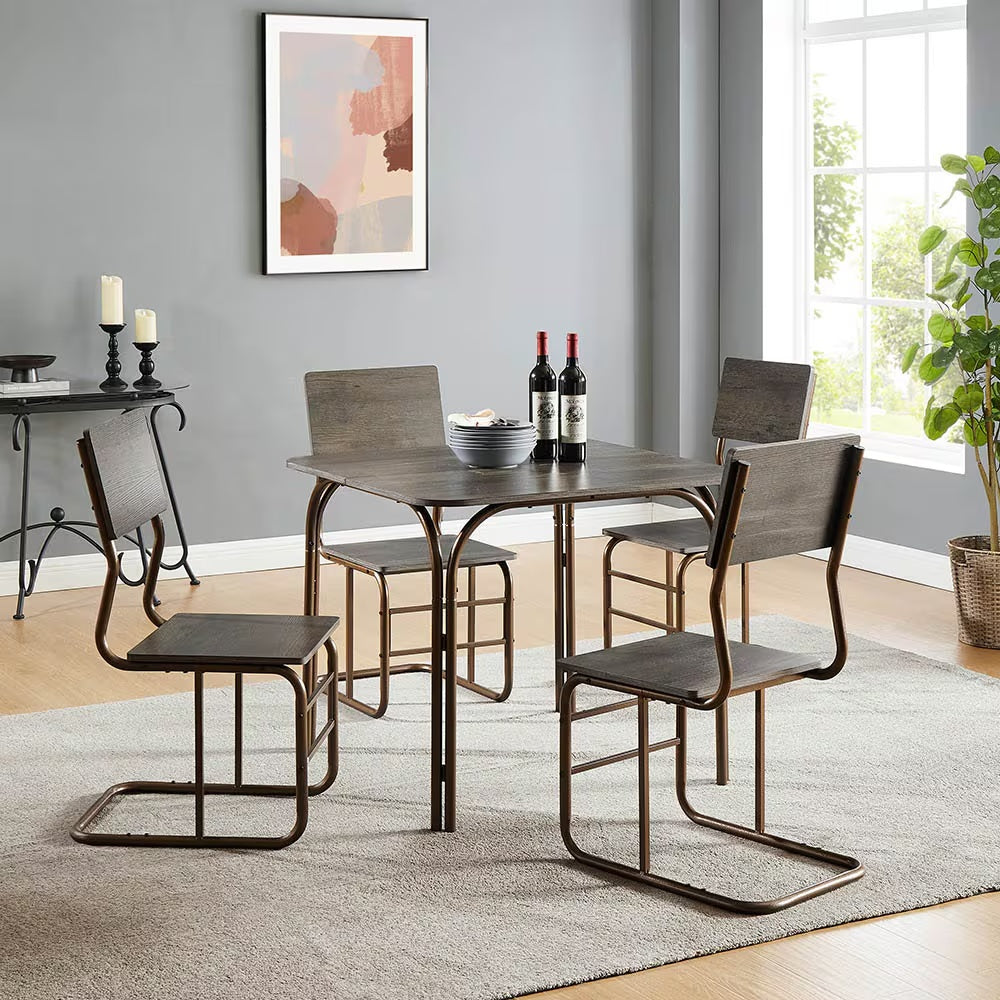 Modern 5-Piece Dining Set – Wood Table with 4 Chairs for Home, Kitchen & Dining Room