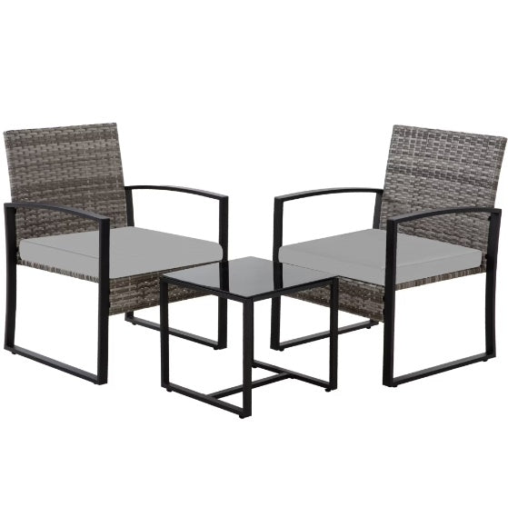 Modern 3-Piece PE Rattan Patio Furniture Set – Comfortable & Durable